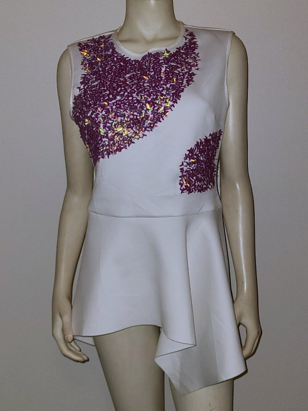 CLOVER CANYON Scuba Peplum Shirt, Size Large